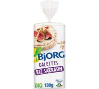 BJORG - Galettes de Riz Complet, Sarrasin et Maïs Bio Sans Gluten - Texture Croustillante et Sans Sel Ajouté - Le paquet de 17 - 130g - Le Lot De 5