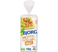 BJORG - Galettes Maïs Extra fines bio | Croquantes et légères | Idéales pour le petit déjeuner | Le paquet de 130g | LOT DE 4