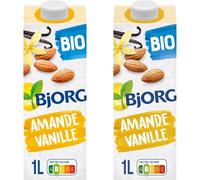 BJORG - Lait d'Amande Vanille - Lait Végétal Bio - Pauvre en Acides Gras Saturés - Lot de 12 Briques de 1 Litre