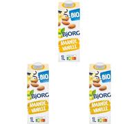 BJORG - Lait d'Amande Vanille - Lait Végétal Bio - Pauvre en Acides Gras Saturés - Lot de 18 Briques de 1 Litre