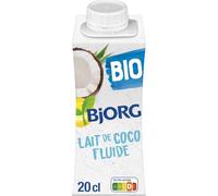 BJORG Lait de Coco Fluide Bio - Format 20 lternative Végétale en Carton - Ingrédients Issus de l'Agriculture Biologique - Idéal Cuisine Sucrée et Salée - Lot de 4