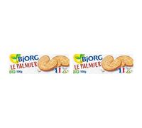 BJORG - Le Palmier - Biscuits Bio Pur Beurre - Au Blé Semi-Complet - Sans Huile de Palme - Source de Fibres - Paquet de 100 g (Lot de 2)
