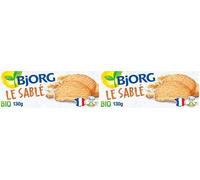 BJORG - Le Sablé - Biscuits Bio - Au Blé Complet - Sans Huile De Palme - Source de Fibres - Sucres Non Raffinés - 130 g (Lot de 2)