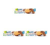 BJORG - Le Sablissime Chocolat au Lait - Biscuits Bio - Au Blé Complet - Sans Huile de Palme - Source de Fibres - Nappage Pur Chocolat au Lait - 200 g (Lot de 3)