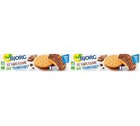 BJORG - Le Sablissime Chocolat au Lait - Biscuits Bio - Au Blé Complet - Sans Huile de Palme - Source de Fibres - Nappage Pur Chocolat au Lait - 200 g