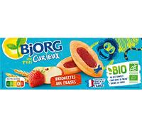 Bjorg Les Petits Curieux - Barquettes aux Fraises - Biscuits enfants bio - 3 sachets de 6 biscuits - 120 g