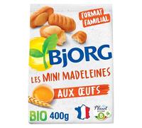 BJORG - Mini Madeleines Bio - Format Familial Sans Emballage Individuel - Moins de Plastique - 400 g