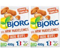 BJORG - Mini Madeleines Bio - Format Familial Sans Emballage Individuel - Moins de Plastique - 400 g (Lot de 2)