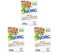 BJORG - Muesli Céréales Anciennes Chocolat & Éclats de Fèves de Cacao Bio - Céréales Complètes - Réduit En Sucres - 375G (Lot de 3)