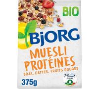 BJORG - Muesli Protéiné Sans Sucres Ajoutés, Saveur Naturelle au Soja (Boîte 375g) - Le Lot De 3