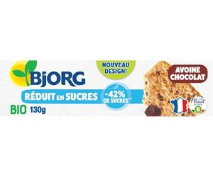 BJORG - Nutri+ - Biscuits Avoine Pépites de Chocolat - Biscuit Bio - Riche en Fibres - Sans Huile de Palme - 130 g - lot de 3 (total de 390 g) (L'emballage peut varier)