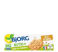 BJORG - Nutri+ - Biscuits Blé Sésame - Biscuits Bio - Source de Fibres - Source de Magnèse et Antioxydant - 184 g - lot de 3 (total de 552 g)