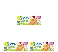 BJORG - Nutri+ - Biscuits Céréales Raisins - Biscuits Bio - Au Blé Complet - 33% de Fruits - Sans Huile de Palme - Riche en Fibres - 218 g (Lot de 3)