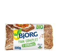 BJORG - Pain Complet 3 Céréales Bio - Céréales Complètes - 2x500g