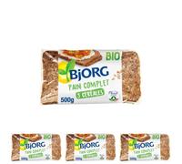 BJORG - Pain Complet 3 Céréales Bio - Céréales Complètes - 2x500g (Lot de 4)