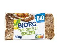 BJORG - Pain Complet aux 3 céréales bio - 500g - Riche en fibres et nutriments pour une alimentation saine - Lot De 4 - Vendu Par Lot