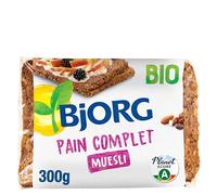BJORG - Pain Complet Muesli Bio - Aux Céréales Complètes - Source de Magnésium, Phosphore - Prétranché - 300 g