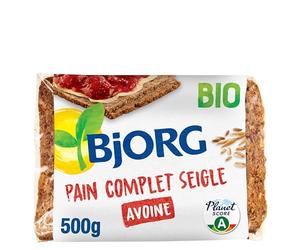 BJORG - Pain Complet Seigle Avoine Bio - Source de Magnésium, Phosphore et Fibres - Prétranché