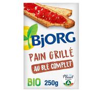 BJORG - Pain Grillé Au Blé Complet Bio - Sans Huile De Palme - Source De Fibres - 250 G, L'emballage Peut Varier