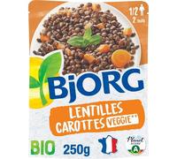 BJORG - Plat Cuisiné Bio Lentilles et Carottes, Saveur Authentique et Texture Fondante (Sachet 250g) - Le Lot De 4