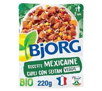 BJORG - Plat Cuisiné Chili con Seitan - Plat Préparé Bio - Doypack Micro-ondable - 220 g - lot de 2 (total de 440 g)