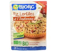 BJORG - Plat Cuisiné Riz Lentilles à l'Indienne - Plat Préparé Bio et Végétarien - Doypack Micro-ondable 220 g