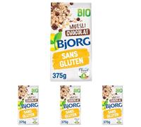 BJORG - Sans Gluten - Muesli Chocolat Bio - Aux Céréales Complètes - Sans Gluten - Riche en Fibres - Sachet de 375 g (Lot de 4)