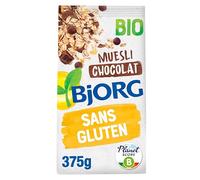 BJORG - Sans Gluten - Muesli Chocolat Bio - Aux Céréales Complètes - Sans Gluten - Riche en Fibres - Sachet de 375 g