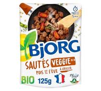 BJORG - Sauté Veggie Bio - Pois et fèves - Source de Protéines - Pauvre en Acide Gras Saturé - à Poêler - 125 g