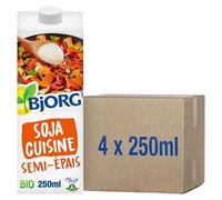 BJORG - Soja Cuisine Semi-épais - Aide Culinaire - Bio - 4 x 250 ml