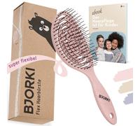 BJORKI® Brosse à cheveux pour enfants sans traction, avec brosses éducatives 1 x 1 - Brosse démêlante professionnelle avec ressort en spirale élastique, notre brosse à démêler