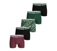 Bjorn Borg Lot de 5 boxers en coton extensible de qualité supérieure pour homme | Sous-vêtements respirants et confortables, Noir/vert/marron, M