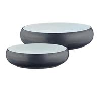 Bjorn Corbeille à Fruits GOURMET Ø22 cm et Ø30 cm - Plat de Présentation Design en Céramique, Vaisselle et Arts de la Table, Noir Onyx & Émail Blanc