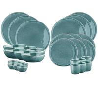 BJORN Service de Table Complet MAGMA COBALT 30 Pièces en Grès Émaillé Réactif - Service Vaisselle 6 Personnes - Assiettes, Bols et Mugs - Vaisselle et Arts de la Table Design Japonais