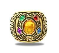 BJPERFMS Bague Thanos pour Hommes, Anneau de Gant Thanos, Bague Pierre Infini, Bague en Cristal de Pierre de Puissance d'Âme Guerre à l'Infini, Thanos Bague Costume Cosplay Prop