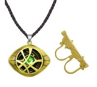 BJPERFMS Collier Doctor Strange, Doctor Strange Bague, Bijoux Doctor Strange, Oeil d'agamotto Collier Enfant, Pendentif Doctor Strange, Cadeau pour Fille, Garçon, Enfants