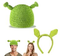 BJPERFMS Déguisement Shrek, Serre Tete et Chapeau Shrek, Costume Shrek Enfant, Ensemble de Cosplay Shrek, Accessoires pour Enfants Adulte, pour Carnaval Cosplay Fête Anniversaire