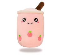 BJPERFMS Peluche Bubble Tea, 24CM Poupée Oreillers en Peluche, Jouet Boba Doux, Mignonne Plush Cadeau d'anniversaire(Rose)