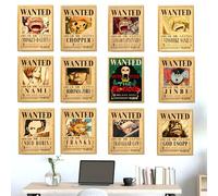BJPERFMS Poster One Piece Wanted Affiche, 12PCS Avis de Recherche One Piece, New Bounty Wanted Edition, Poster Manga, Prime Kits de Collage Mural, 28.5 * 19CM