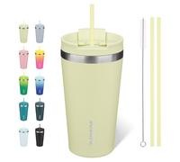 BJPKPK Acier Inoxydable Tasse Isotherme avec Poignée et Paille 530 ml étanche Voyage Café Tasses Isotherme, Vert Macaron