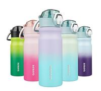 BJPKPK Bouteille d'eau avec paille - Bouteille d'eau isotherme réutilisable en acier inoxydable avec couvercle anti-fuite verrouillable et poignée de transport - 530 ml - Oasis