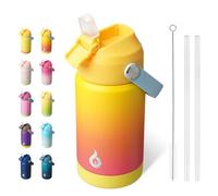 BJPKPK Bouteille d'eau isotherme avec couvercle à paille, bouteille d'eau thermos avec buse souple, poignée flexible et gaine antidérapante, bouteille d'eau en acier inoxydable sans BPA, anti-fuite