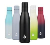BJPKPK Bouteille d'eau isotherme de 500 ml en acier inoxydable - Passe au lave-vaisselle - Thermos en métal - Garde le froid et le chaud - Noir minuit