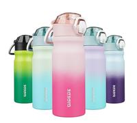 BJPKPK Bouteille d'eau isotherme de 532 ml avec paille en acier inoxydable à double paroi sans BPA anti-fuite avec couvercle à rabat verrouillable et bec en silicone souple, fleur de cerisier