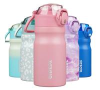 BJPKPK Bouteille d'eau isotherme en acier inoxydable avec couvercle à paille - 414 ml - Réutilisable - Garde au froid et au chaud - Rose clair