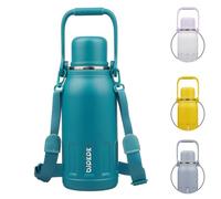 BJPKPK Bouteille d'eau isotherme en acier inoxydable avec poignée et couvercle à tasse - Bouteille isotherme en métal pour voyage - Laguna - 1200 ml