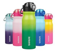 BJPKPK Bouteille d'eau isotherme en bambou à double paroi sans BPA avec paille et couvercle à charnière verrouillable à double paroi en acier inoxydable sans BPA avec paille