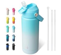 BJPKPK Bouteille Isotherme 530 ml - Acier Inoxydable avec Paille, Buse Souple & Poignée - Gaine Antidérapante - Chaud/Froid - Anti-Fuite, Sans BPA - Sport/Voyage - Sel Marin