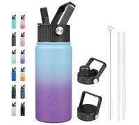 BJPKPK Bouteille Isotherme 530 ml - Gourde en Acier Inoxydable à Double Paroi avec 3 Couvercles (Dont un à Paille) - Anti-Fuite, Sans BPA - Idéale pour le Sport et le Voyage - Rêve Océanique