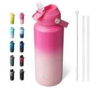 BJPKPK Bouteille Isotherme 950 ml - Acier Inoxydable avec Paille, Buse Souple & Poignée - Gaine Antidérapante - Chaud/Froid - Anti-Fuite, Sans BPA - Sport/Voyage - Cherry